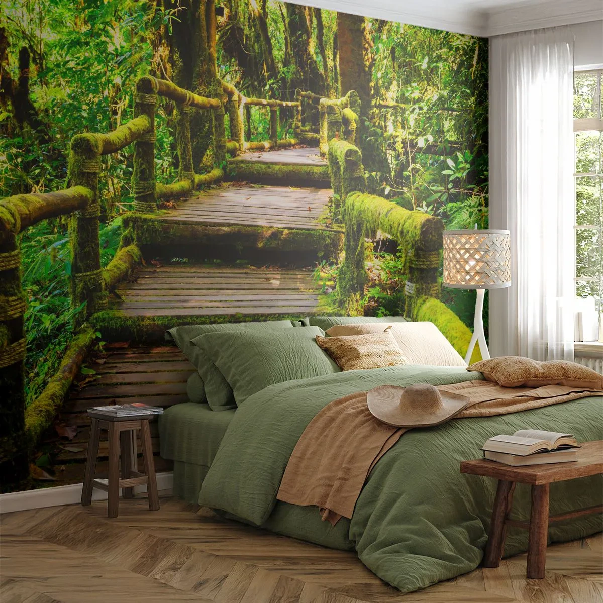 Samolepiaca Fototapeta Deluxe Sticker - Chodbou zelene - Príroda, Krajina, les - 250x175 cm