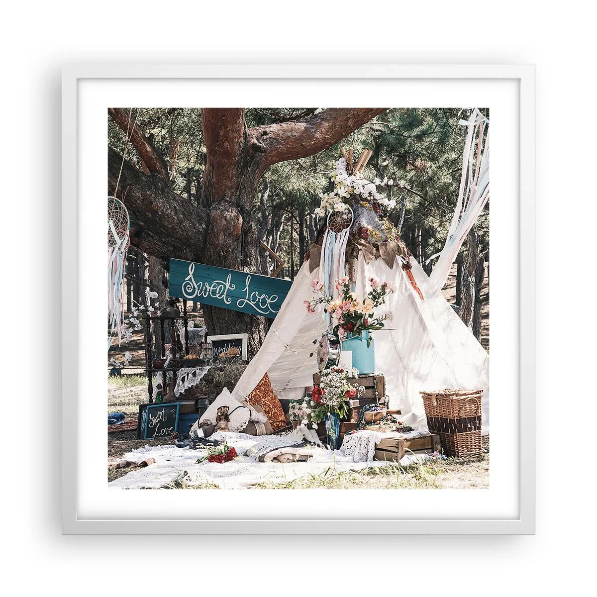 Plagát v bielom ráme - Make love… - 50x50 cm