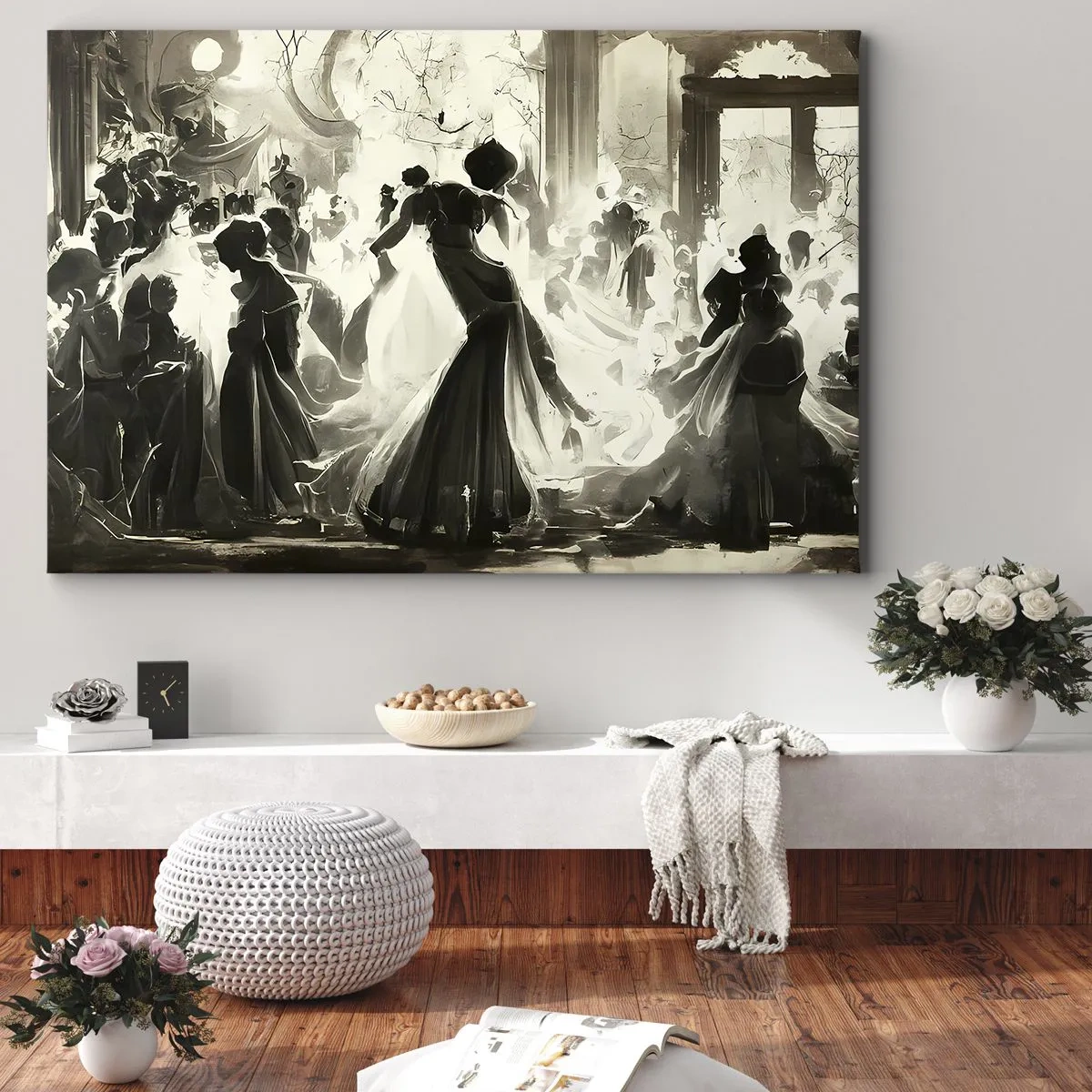Obraz na plátne - Retro štýl lopty v čiernej a bielej farbe - 70x50cm - Veľká maškaráda - Moderná nástenná dekorácia do obývacej izby a spálne ARTTOR