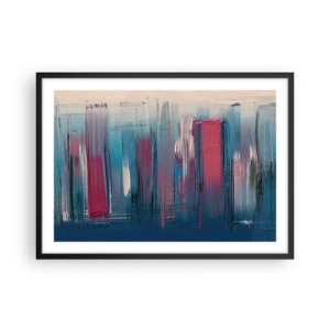 Plagát v čiernom ráme - Vertikálna kompozícia v modrej a červenej - 70x50 cm