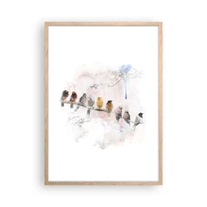 Plagát v ráme zo svetlého duba - Okrídlené stretnutie - 50x70 cm