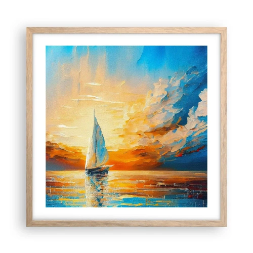 Plagát v ráme zo svetlého duba - Plavba v zlate - 50x50 cm