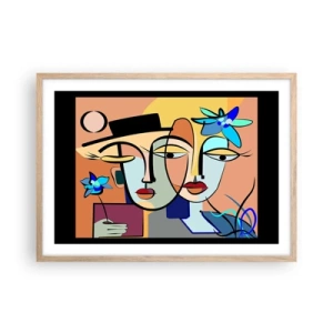 Plagát v ráme zo svetlého duba - Picassovo randez vous - 70x50 cm