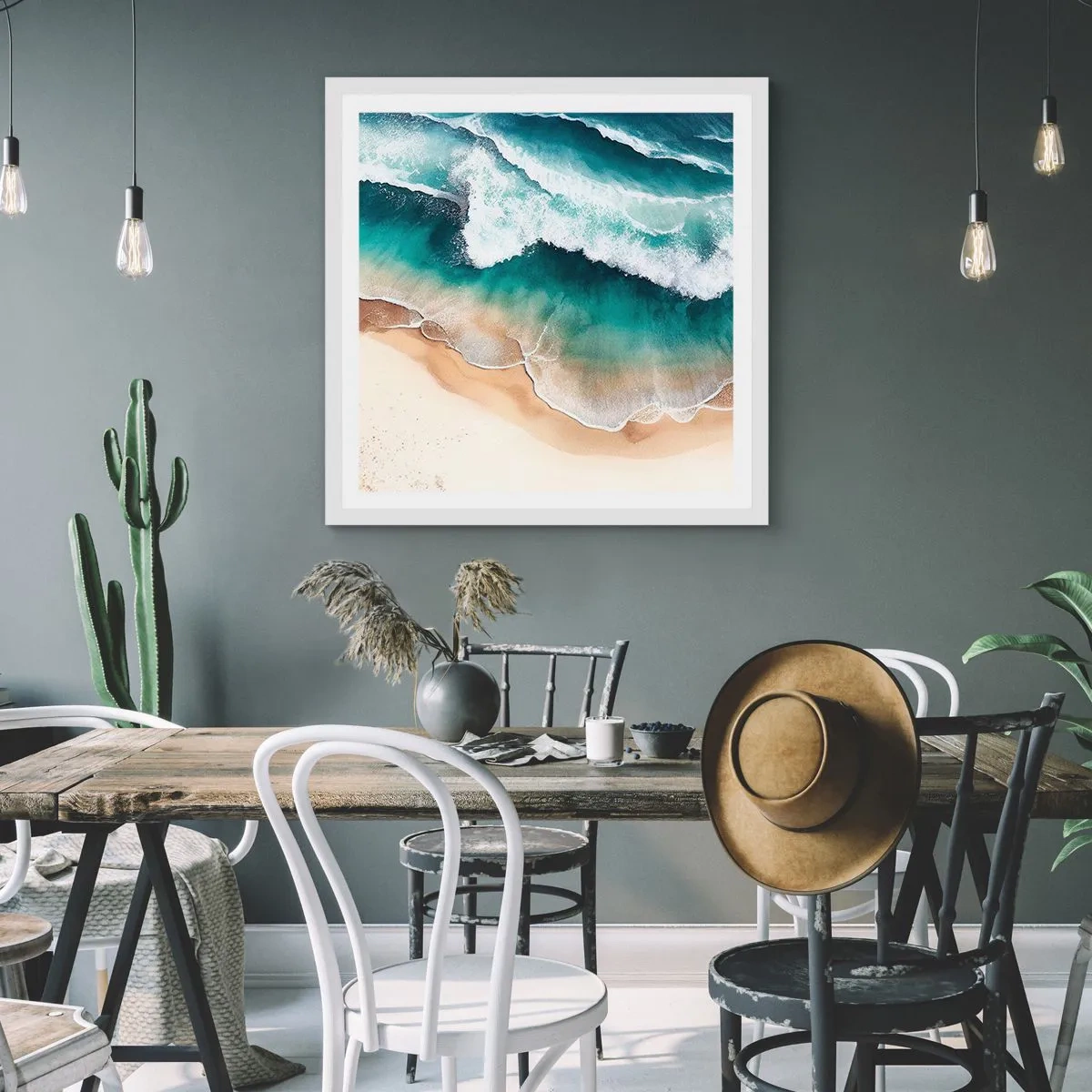 Plagát v bielom ráme - Odveké stretnutie - 30x30 cm