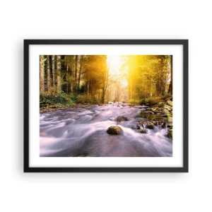 Plagát v čiernom ráme - Malachit v strieborno-zlatej podobe - 50x40 cm