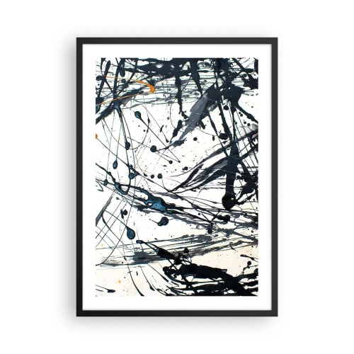 Plagát v čiernom ráme - Expresívne abstraktné čiary na bielom pozadí - 50x70cm - So zmyslom alebo bez zmyslu? - Moderná nástenná dekorácia do obývacej izby a spálne ARTTOR