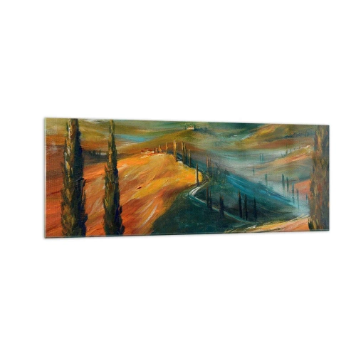 Obraz na skle - Toskánska krajina - 140x50 cm