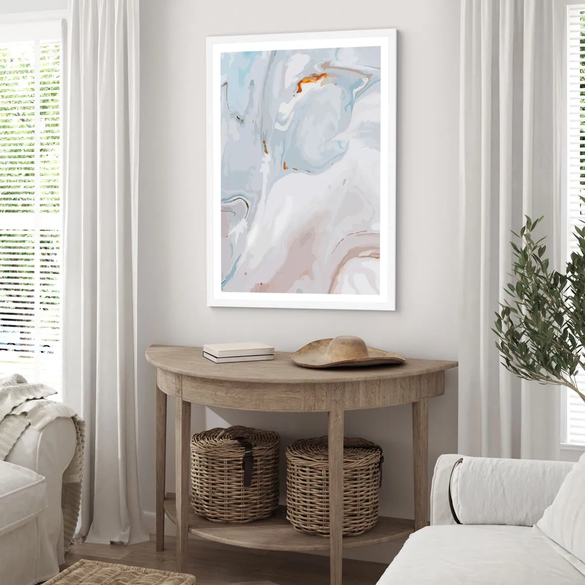 Plagát v bielom ráme - Povznesená biela - 70x100 cm