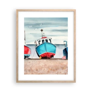 Plagát v ráme zo svetlého duba - Pripravené na úlovok - 40x50 cm