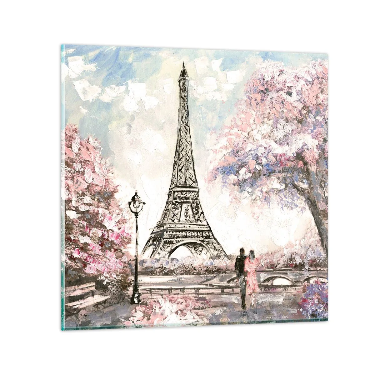 Obraz na skle - Aprílová prechádzka Parížom - 60x60 cm