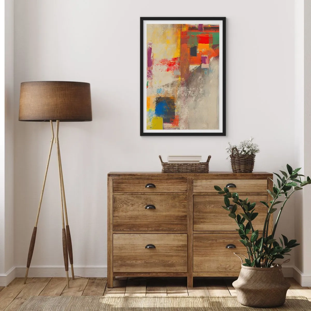 Plagát v čiernom ráme - Geometria farieb - 40x50 cm