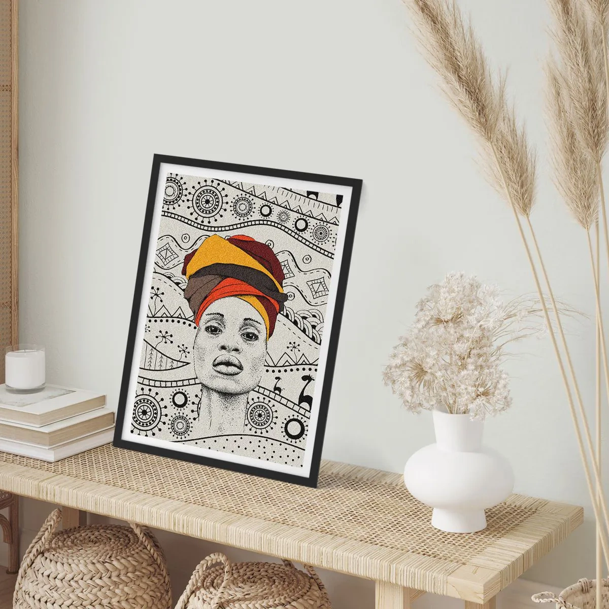 Plagát v čiernom ráme - Africký patriarcha - 50x70cm - Africký portrét - Moderná nástenná dekorácia do obývacej izby a spálne ARTTOR