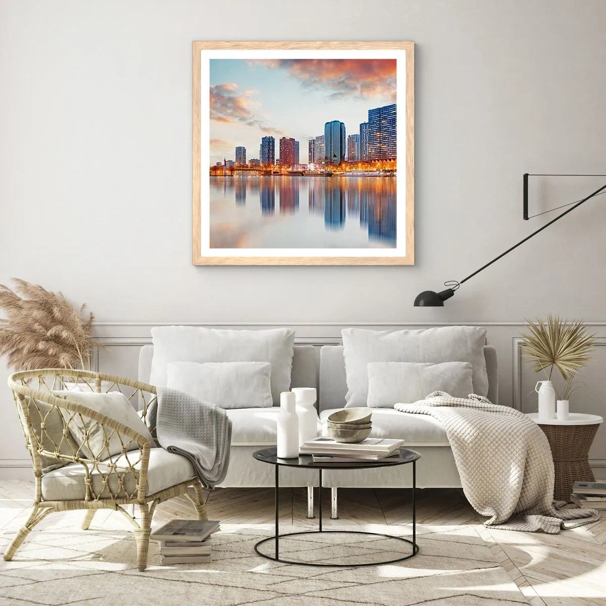 Plagát v ráme zo svetlého duba - Monumentálny pokoj Paríža - 30x30 cm