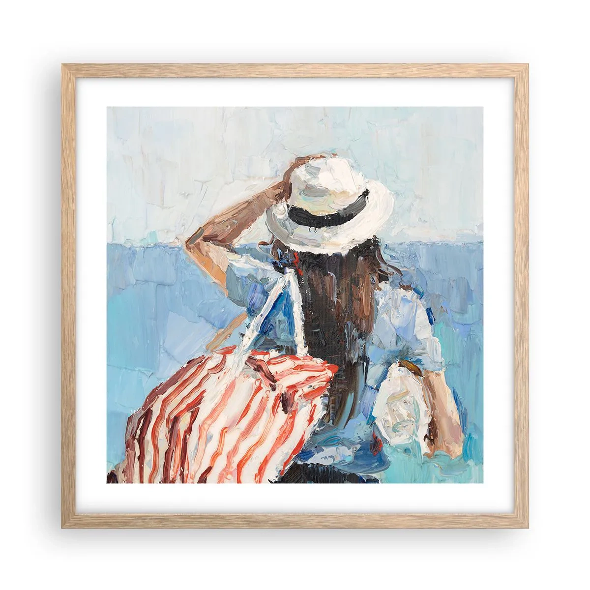 Plagát v ráme zo svetlého duba - Vitaj na dovolenke - 50x50 cm