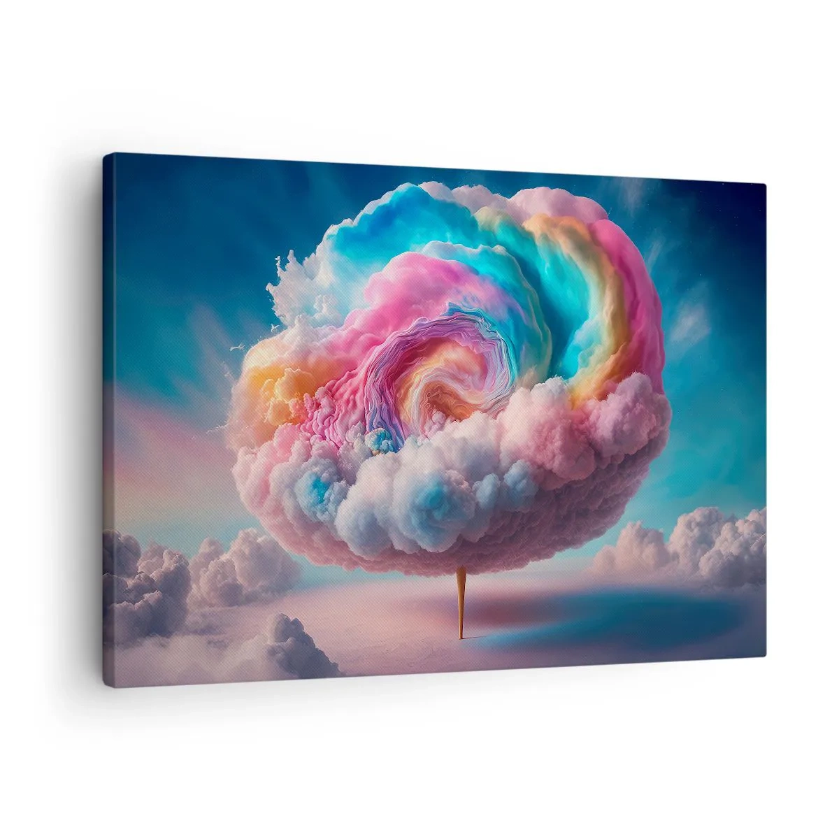 Obraz na plátne - Špirálovitý oblak s pastelovými farbami na oblohe - 70x50cm - Sen o zábavnom parku - Moderná nástenná dekorácia do obývacej izby a spálne ARTTOR