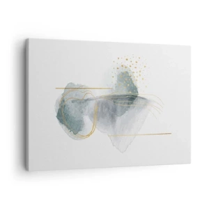 Obraz na plátne - Abstraktná kompozícia v odtieňoch tyrkysovej a zlatej. - 70x50cm - O vzťahu medzi šedou a zlatou - Moderná nástenná dekorácia do obývacej izby a spálne ARTTOR
