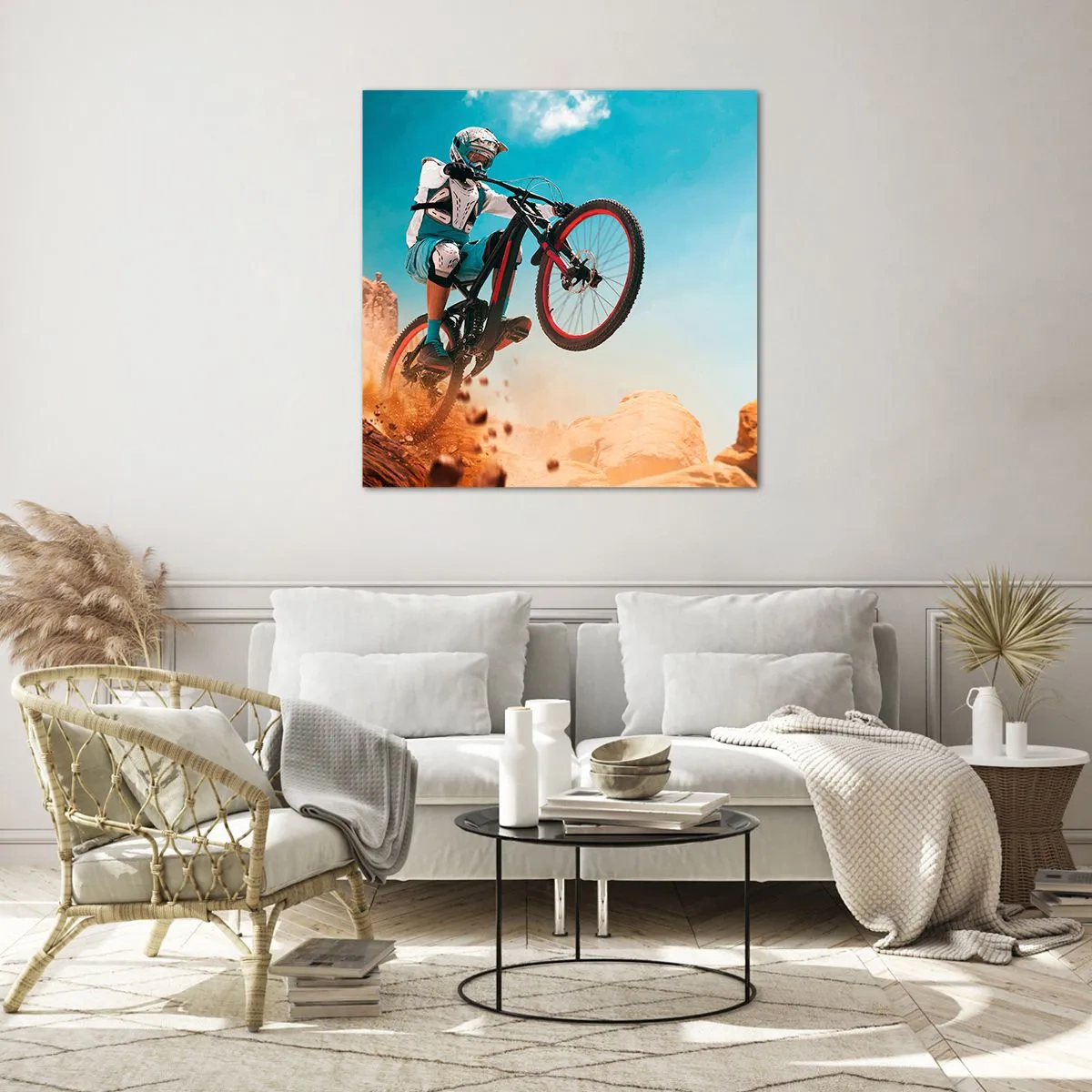 Obraz na skle - Cyklistický démon šialenstva - 30x30 cm