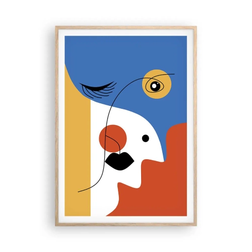 Plagát v ráme zo svetlého duba - Zdeformovaný portrét - 70x100 cm