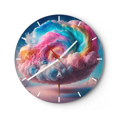 Nástenné hodiny - Fantastický oblačný strom v pastelových farbách - 30x30cm - Sen o zábavnom parku - Moderná nástenná dekorácia do obývacej izby, kuchyne a spálne ARTTOR