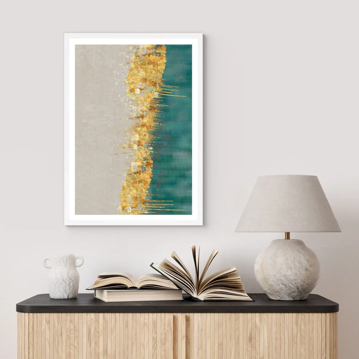 Plagát v bielom ráme - Zlatá hranica - 50x70 cm