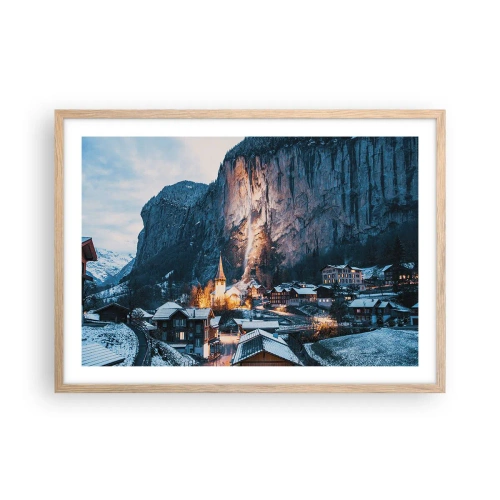 Plagát v ráme zo svetlého duba - Svetlý duch zimy - 70x50 cm