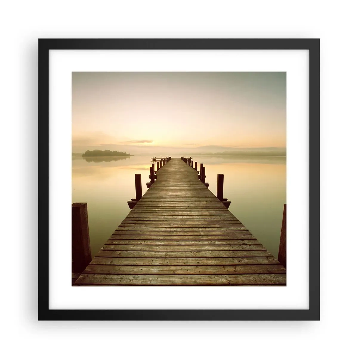 Plagát v čiernom ráme - Úsvit, svitanie, svetlo - 40x40 cm