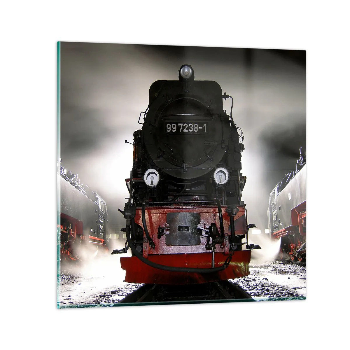 Obraz na skle - Stojí a sápe, funí a fúka - 50x50 cm