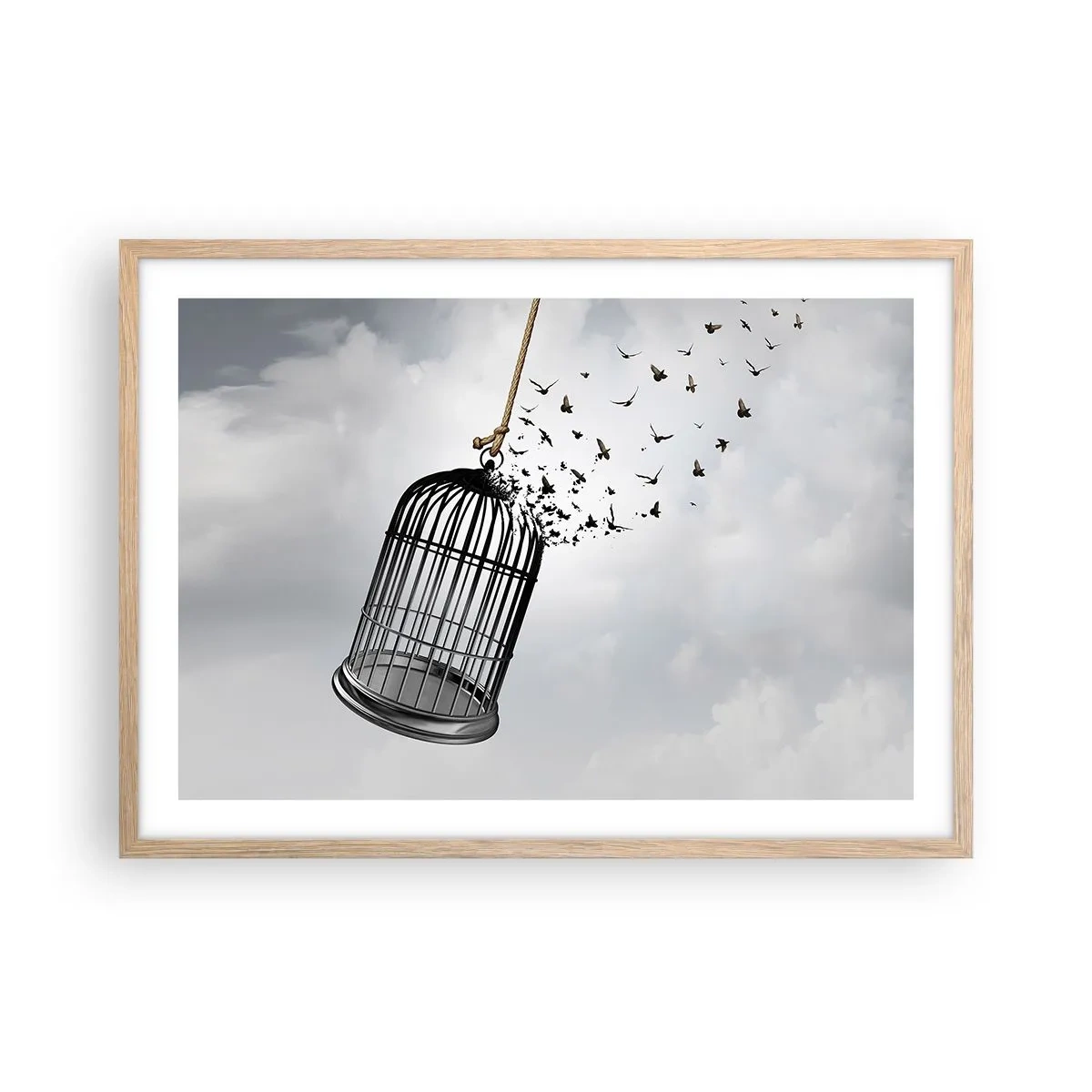 Plagát v ráme zo svetlého duba - Viera… nádej… sloboda! - 70x50 cm