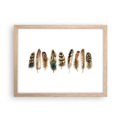 Plagát v ráme zo svetlého duba - Operená variácia - 40x30 cm