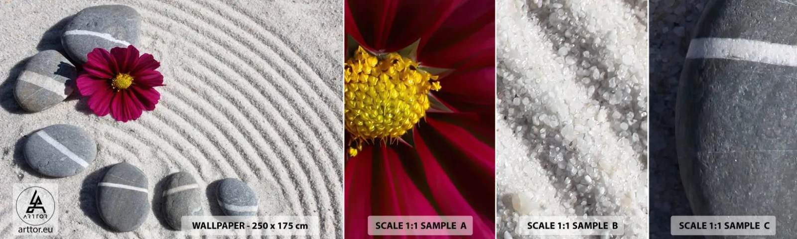 Vzorka Fototapeta Standard Eco - Energia a pokoj magického kruhu prírody - Kvety, Piesok, Kamene - 100x30 cm