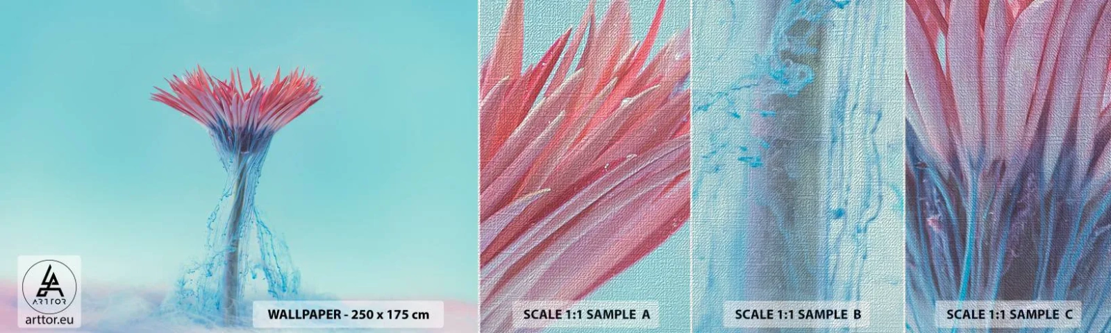 Vzorka fototapety Premium Canvas - V osviežujúcom objatí - Abstrakcia, Kvetina, Kus - 100x30 cm