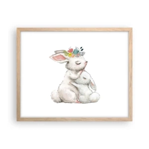 Plagát v ráme zo svetlého duba - Najlepšie je u mamy - 50x40 cm