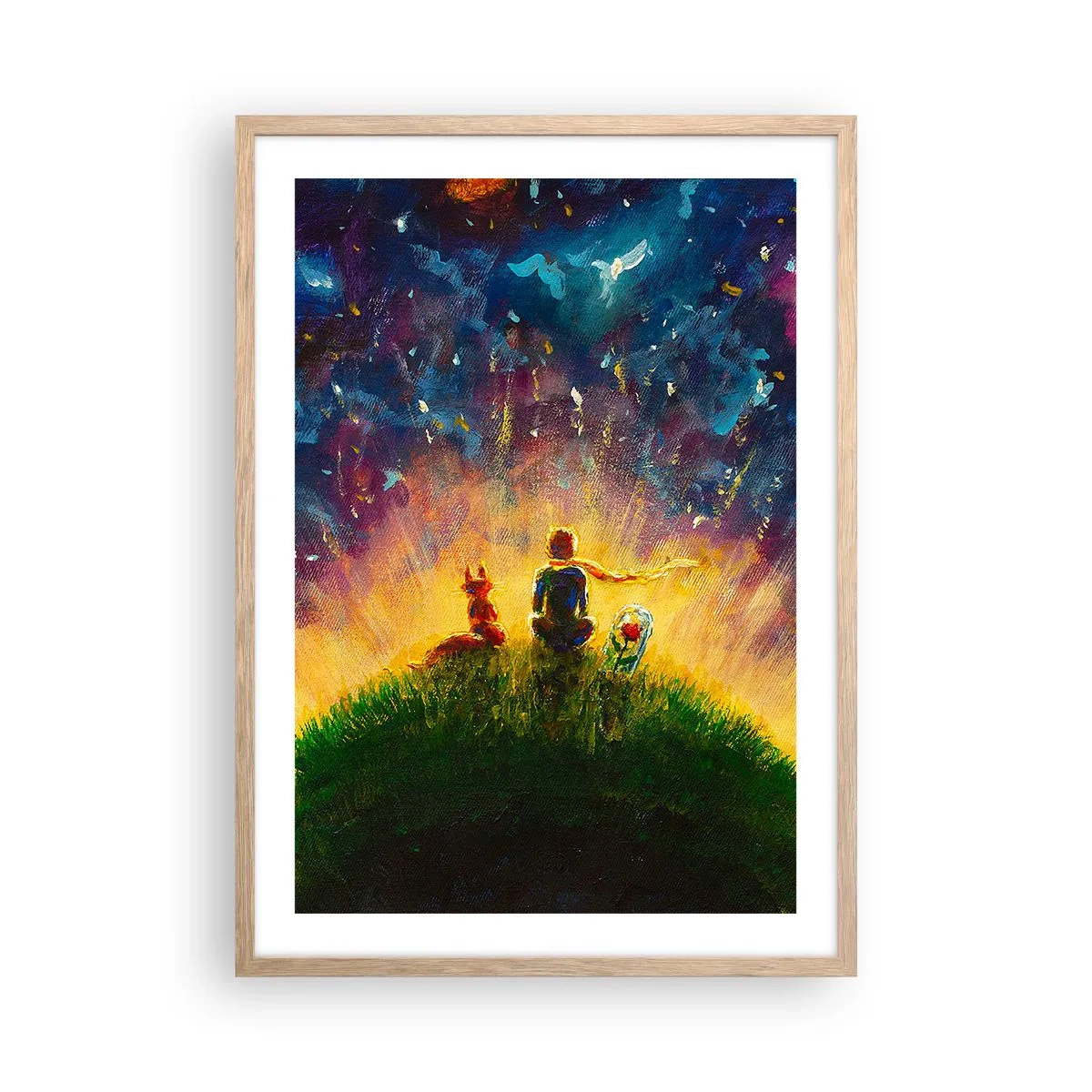 Plagát v ráme zo svetlého duba - Láska a priateľstvo - celý svet - 50x70 cm