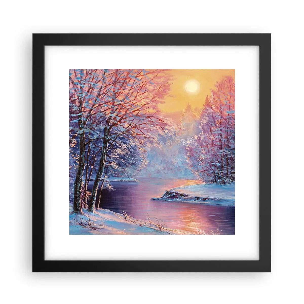 Plagát v čiernom ráme - Farby zimy - 30x30 cm