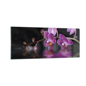 Obraz na skle - Ľaliový odraz krásy - 100x40 cm