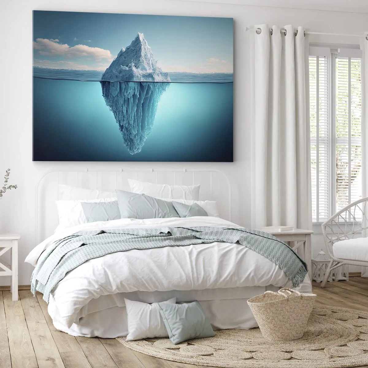 Obraz na plátne - Ľadovec viditeľný nad a pod hladinou vody - 70x50cm - Ľadová kráľovná - Moderná nástenná dekorácia do obývacej izby a spálne ARTTOR