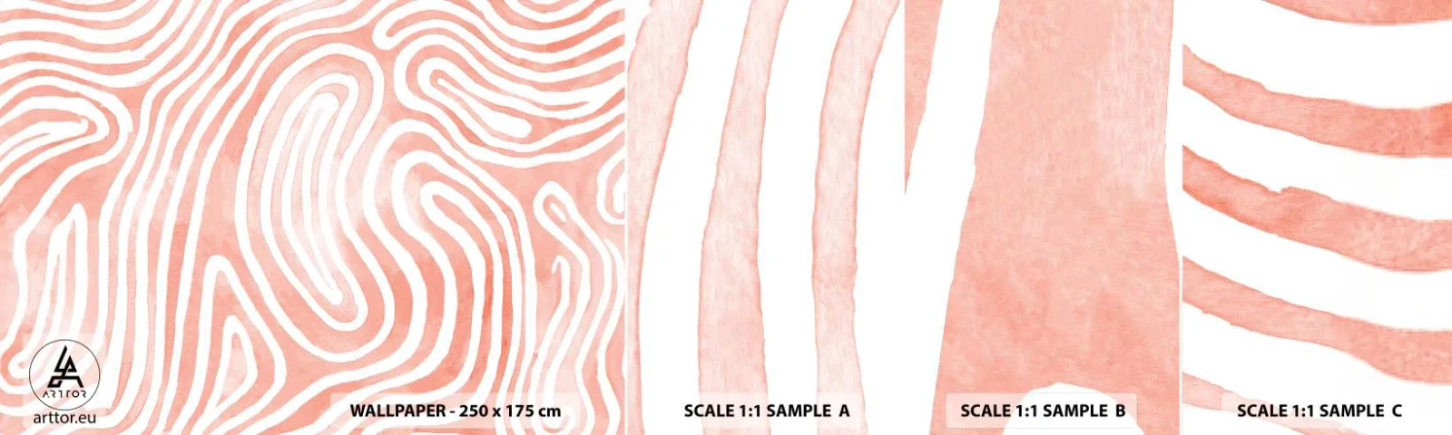 Vzorka samolepiacej fototapety Deluxe Sticker - V koralovom labyrinte - Minimalizmus, Moderné umenie, Abstrakcia - 100x30 cm