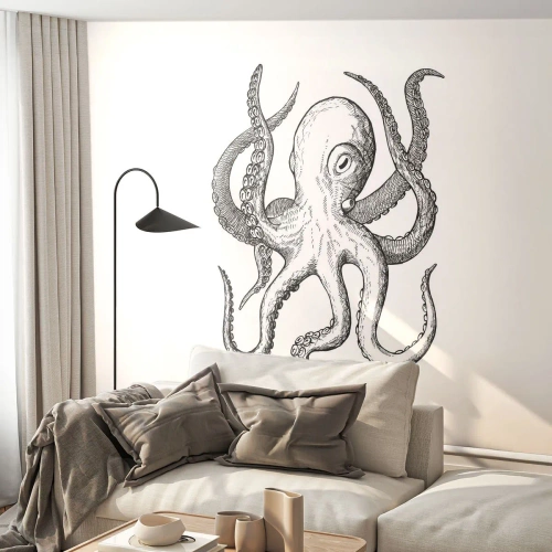 Fototapeta Premium Sand - Tancujúca s vlnami - Chobotnica, Kreslenie, Prímorské - 400x280 cm