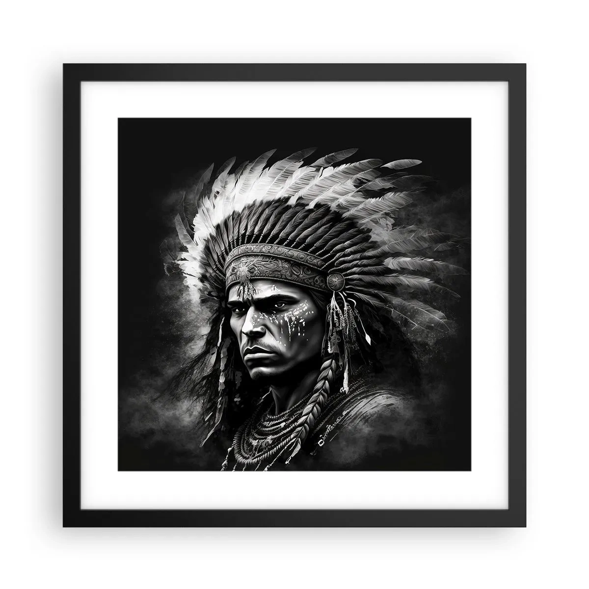 Plagát v čiernom ráme - Vodca a bojovník - 40x40 cm