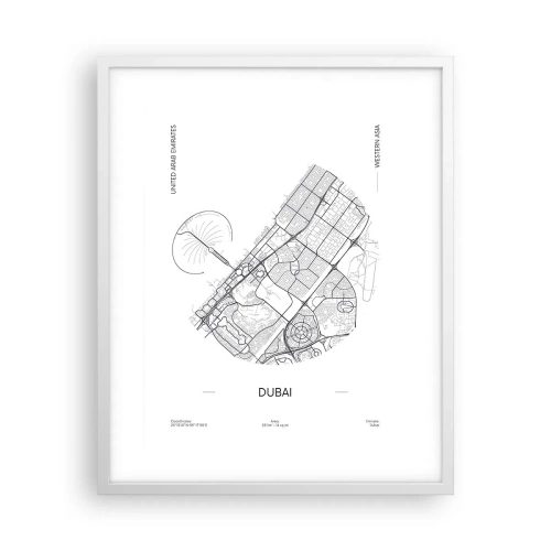 Plagát v bielom ráme - Anatómia Dubaja - 40x50 cm