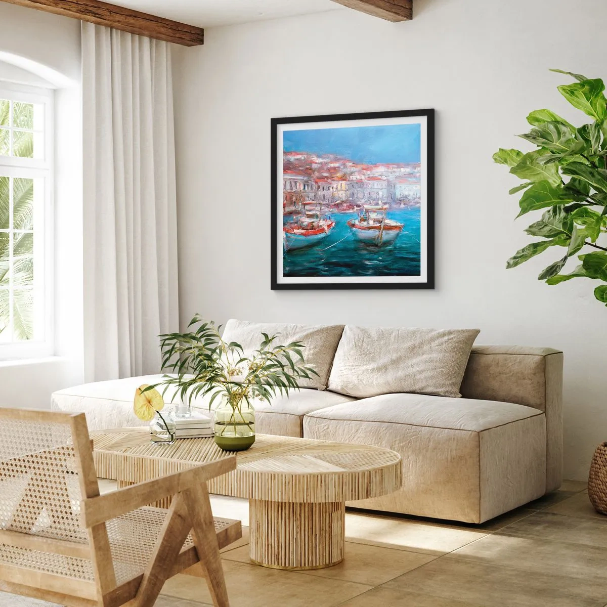 Plagát v čiernom ráme - Taliansky záliv - 60x60 cm