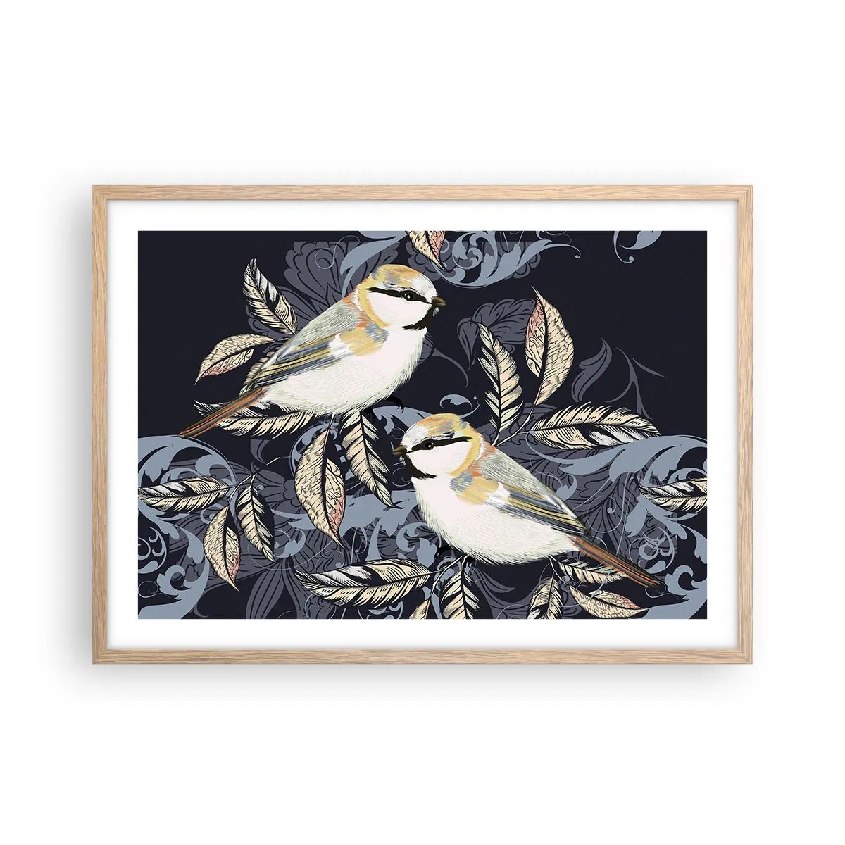 Plagát v ráme zo svetlého duba - Žltomodrá pieseň - 70x50 cm