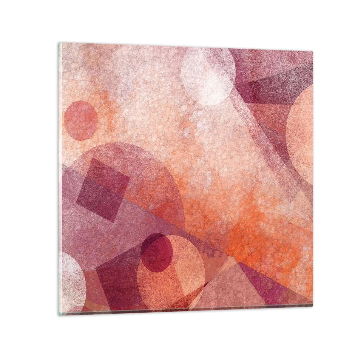 Obraz na skle - Geometrické premeny na ružové - 30x30 cm