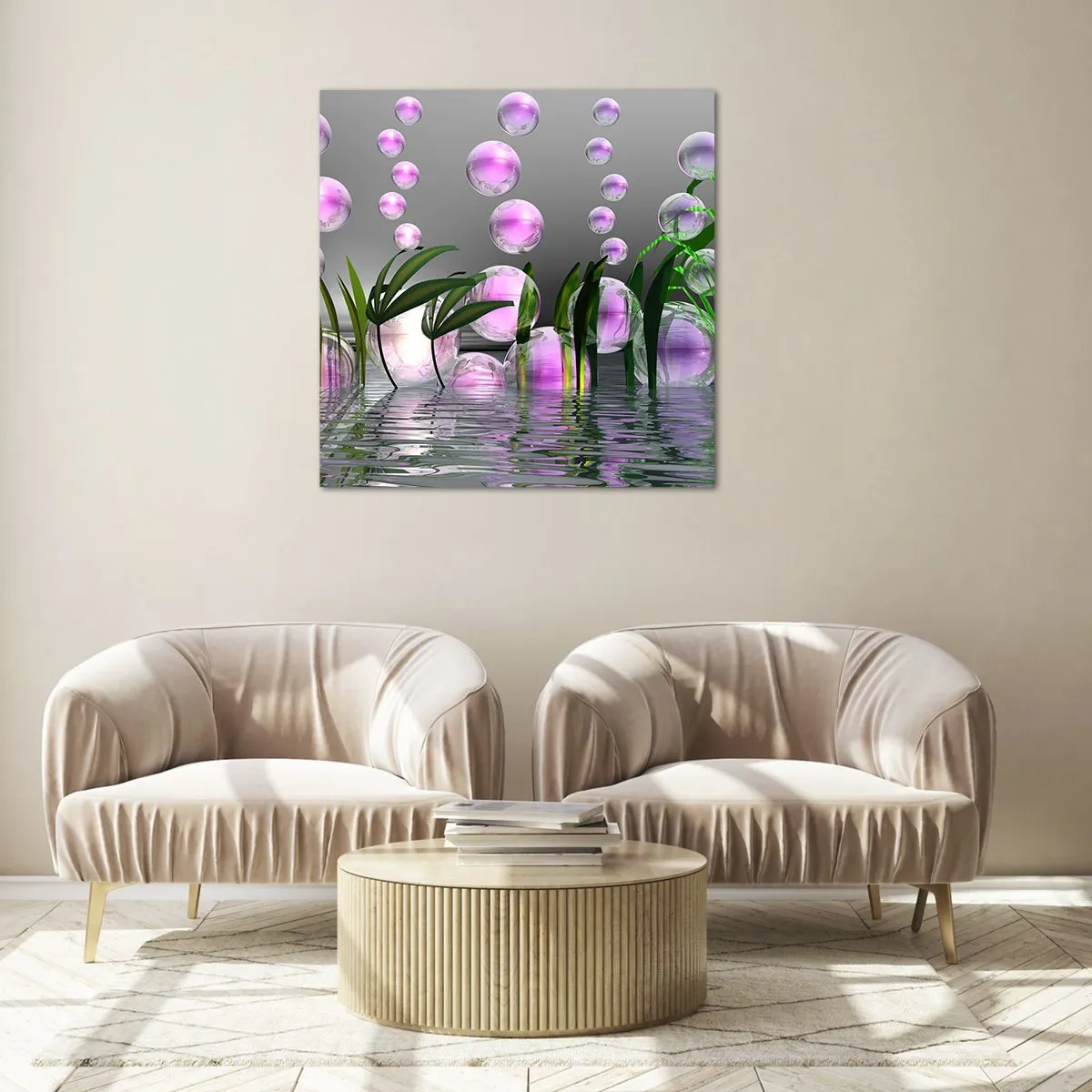 Obraz na skle - Reflexná kompozícia ľahkosti a života - 40x40 cm