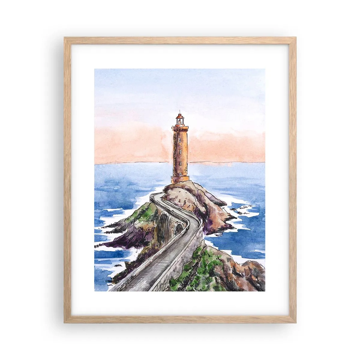 Plagát v ráme zo svetlého duba - Tvárou v tvár moru - 40x50 cm