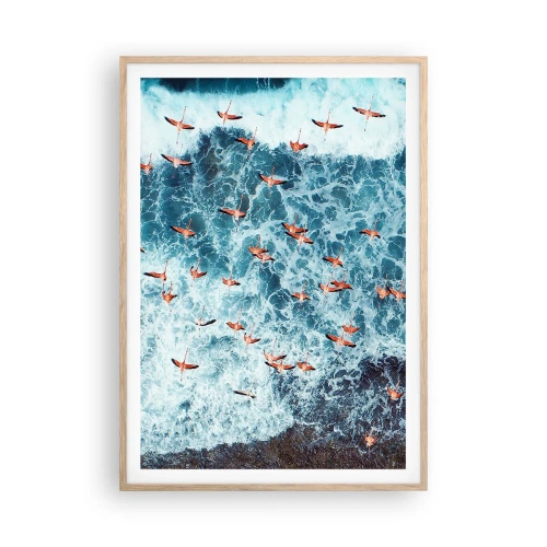 Plagát v ráme zo svetlého duba - Prímorský sprievod - 70x100 cm