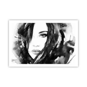 Plagát - Portrét dámy v čiernej a bielej - 91x61 cm