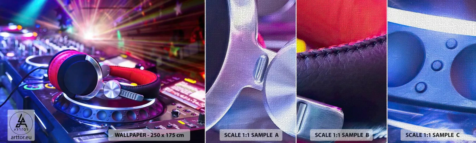 Vzorka fototapety Premium Canvas - Bude, bude sa diať - Hudba, Hudobné štúdio, Slúchadlá - 100x30 cm