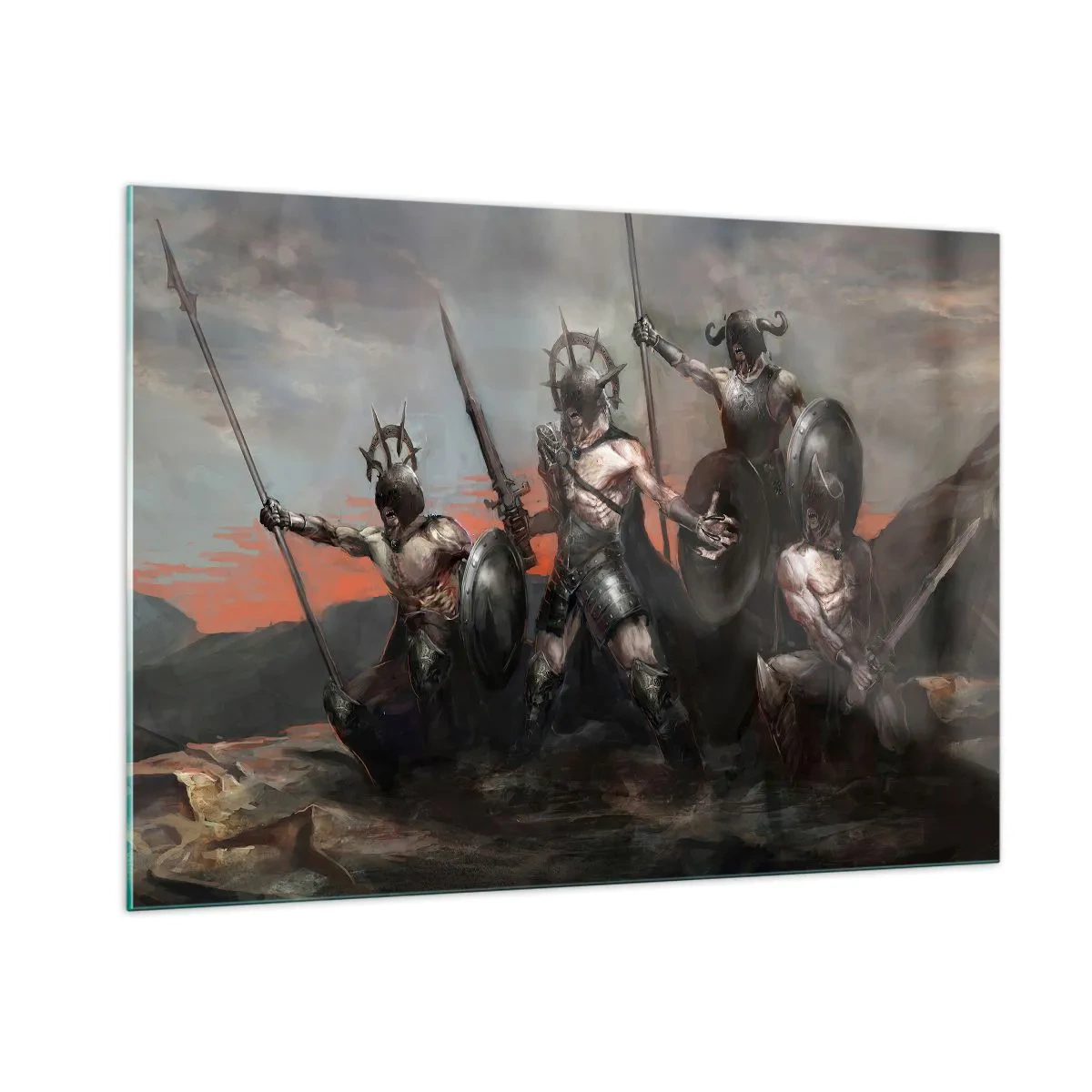 Obraz na skle - So štítom alebo na štíte - 100x70 cm