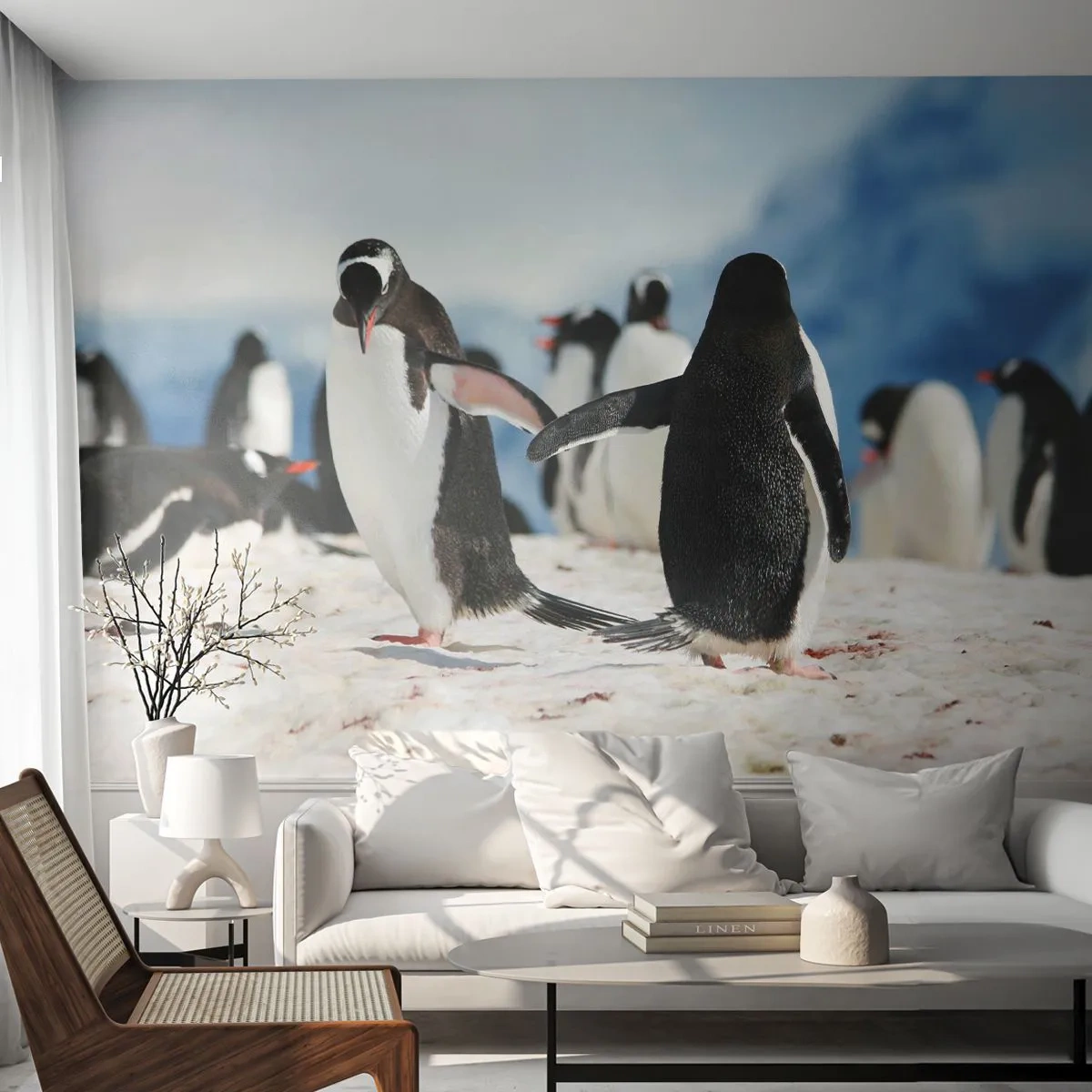 Fototapeta Premium Sand - Tanec na snehu - Tučniak, Antarktída, Krajina - 250x175 cm